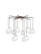 THE EGG Gold &amp; Matt Black Metal Glossy Opal Glass LED G9 12x5 Watt 230 Volt IP20 Bulb Excluded D: 75 H: 70 cm Adjustable height