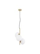ALLEN Matt Gold Metal &amp; Milky White Structured Glass LED E14 3x5 Watt 230 Volt IP20 Bulb Excluded D: 32.5 H: 120 cm Adjustable height image