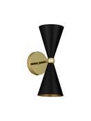 GALA Matt Black &amp; Gold Metal LED E14 2x5 Watt 230 Volt IP20 Bulb Excluded D: 18 W: 18.5 H: 35 cm image