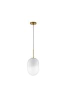 CHRYSI Brass Gold Metal &amp; Gradient White Glass LED E14 1x5 Watt 230 Volt IP20 Bulb Excluded D: 18 H: 120 cm Adjustable Height image