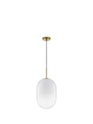 CHRYSI Brass Gold Metal &amp; Gradient White Glass LED E14 1x5 Watt 230 Volt IP20 Bulb Excluded D: 24 H: 120 cm Adjustable Height image