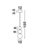 PERLA Chrome Metal &amp; Opal Glass LED 11 Watt 230 Volt 963Lm 3000K IP20 D: 10 H: 150 cm Adjustable Height image