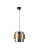 SIANNA Smoky Glass Brass Gold Metal LED E27 1x12 Watt 230 Volt IP20 Bulb Excluded D: 18 H1: 16 H2: 220 cm Adjustable height image