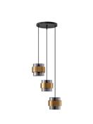 SIANNA Smoky Glass Brass Gold Metal LED E27 3x12 Watt 230 Volt IP20 Bulb Excluded D: 45 H: 170 cm Adjustable height image