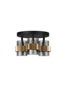 SIANNA Smoky Glass Brass Gold Metal LED E27 3x12 Watt 230 Volt IP20 Bulb Excluded D: 37 H: 20 cm image
