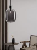 CINZIA Smoky Glass Black Cord Black Metal Base LED E27 1x12 Watt 230 Volt IP20 Bulb Excluded D: 30 H1: 45 H2: 248 cm Adjustable Height image