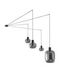 CINZIA Smoky Glass Black Cord Black Metal Base LED E27 4x12 Watt 230 Volt IP20 Bulb Excluded L: 180 H: 240 cm Adjustable Height image
