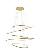 NUDOS Triac Dimmable Gold Aluminium &amp; Acrylic LED 281 Watt 230V 19670Lm 3000K IP20 D1: 120 D2: 70 H: 250 cm Adjustable Height