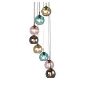 Mardi Gras II 8Lt Pendant -  Black Metal &amp; Coloured Glass image
