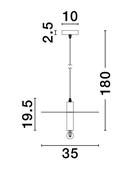 ROYAL Gold Metal LED E27 1x12 Watt 230 Volt IP20 Bulb Excluded D: 35 H 1: 19.5 H 2: 180 cm Adjustable height image