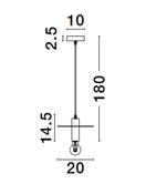 ROYAL Black Metal LED E27 1x12 Watt 230 Volt IP20 Bulb Excluded D: 20 H 1: 14.5 H 2: 180 cm Adjustable height image