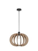 OTTOLINE White Metal Brown Wood LED E27 1x12 Watt 230 Volt IP20 Bulb Excluded D: 40 H1: 26 H2: 126 cm Adjustable height image