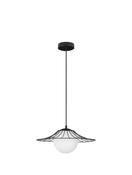 FLY Matt Black Metal &amp; Opal Glass LED E27 1x12 Watt 230 Volt IP20 Bulb Excluded D: 36 H: 115 cm Adjustable height image