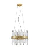 CROWN Satin Gold Metal Clear Crystal (30 pcs) LED G9 5x5 Watt 230 Volt IP20 Bulb Excluded D: 35 H: 120 cm Adjustable Height image