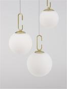 HOOK Satin Gold Metal &amp; Opal White Glass LED 25.8 Watt 230 Volt 2521Lm 3000K IP20 D: 39 H: 180 cm Adjustable Height image