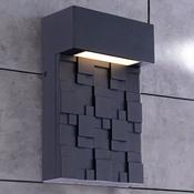 This Exterior Wall Light Features A Striking Modern Design With A Geometric Façade Composed Of Layered Rectangular And Square Patterns. Finished In Matte Black, The Fixture Adds A Bold Architectural Statement To Any Outdoor Space.