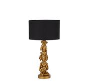 3 Wise Monkeys Table Lamp - Gold Resin &amp; Black Fabric Shade image
