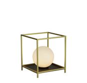 Block Table Lamp - Gold Metal &amp; Opal Glass image