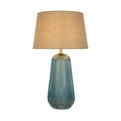 Cameo 1Lt Table Lamp, Blue Glass with Natural Linen Shade image