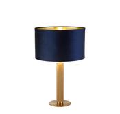 London Table Lamp - Knurled Brass &amp; Navy Velvet Shade image