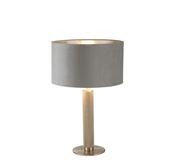 London Table Lamp- Knurled Satin Silver &amp; Grey Velvet Shade image