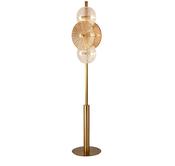 Wagon Wheel 6Lt Floor Lamp- Bronze Metal, Clear, Amber Glass image