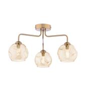 Feya 3 Light Semi-Flush Antique Bronze &amp; Champagne Dimpled Glass