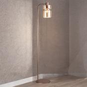 Copper Finish W/ Amber Glass Camden Floor Lamp