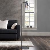 Matt Grey Finish W/ Smoke Glass Camden Floor Lamp