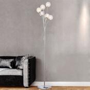Polished Chrome Finish C/W Clear &amp;Amp; Wire Glass Shades Floor Lamp