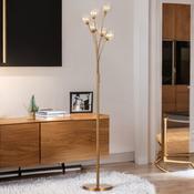 Matt Brass W/ Amber Globe Glass Shades Floor Lamp