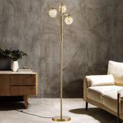 Noida 3L Matt Brass C/W Dimpled Amber Glass Floor Lamp image