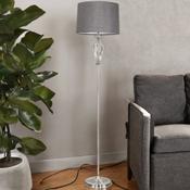 Satin Nickel Floor Lamp C/W Grey Textured Shade image