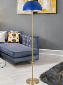 Bella Brass Floor Lamp C/W Blue Dome Shade image