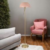 Bella Brass Floor Lamp C/W Pink Dome Shade image