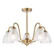 Glynis 5 Light Semi-Flush Brushed Bronze and Ribbed Glass
