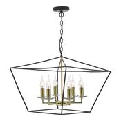Gretchen Cage 6 Light Pendant Matt Black &amp; Polished Brass