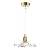 Hadano Pendant Natural Brass and Wavy Glass image
