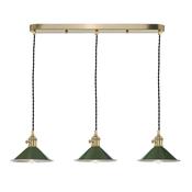 Hadano 3 Light Brass Suspension With Olive Green Shades image