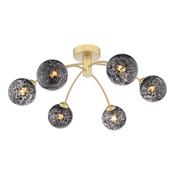 Izzy 6 Light Semi-Flush Polished Gold and Black Confetti Glass image