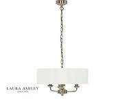Laura Ashley Sorrento 3lt Pendant Antique Brass With Ivory Shade image