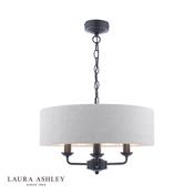 Laura Ashley Sorrento 3 Light Shadelier Matt Black and Natural With Shade