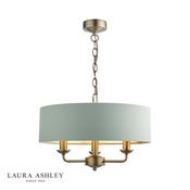 Laura Ashley Sorrento 3 Light Shadelier Matt Antique Brass and Green With Shade