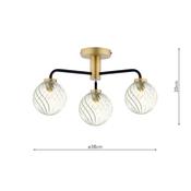 Lainey 3 Light Semi-Flush Matt Black &amp; Twisted Glass image