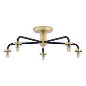 Lainey 5 Light Semi-Flush Matt Black and Antique Brass Frame Only image