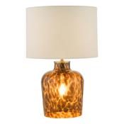 Leandra Dual Light Table Lamp Tortoiseshell Glass With Shade image