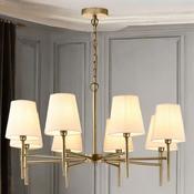 Shandon Antique Brass 8-Arm Chandelier With Fabric Shades