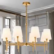 Shandon Matt Brass 8-Arm Chandelier With Fabric Shades