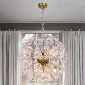 Sperical Chandelier With Faceted Crystal Glass image