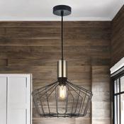 Black W/ Antique Brass Finish Birdcage Vintage Pendant